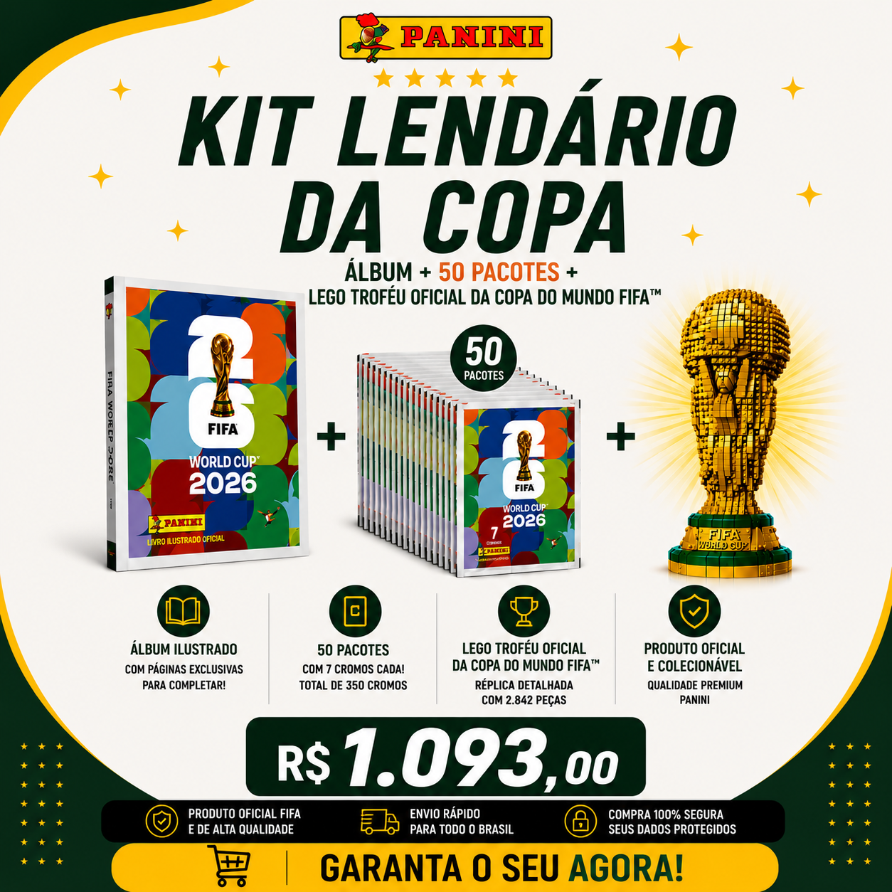 Álbum + 50 Pacotes + Taça Original